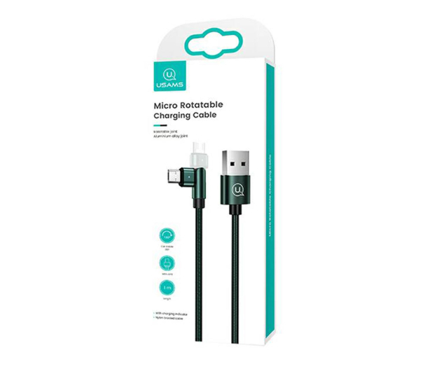 USAMS Kabel pleciony obrotowy U60 2A microUSB zielony - 1569074 - zdjęcie 2